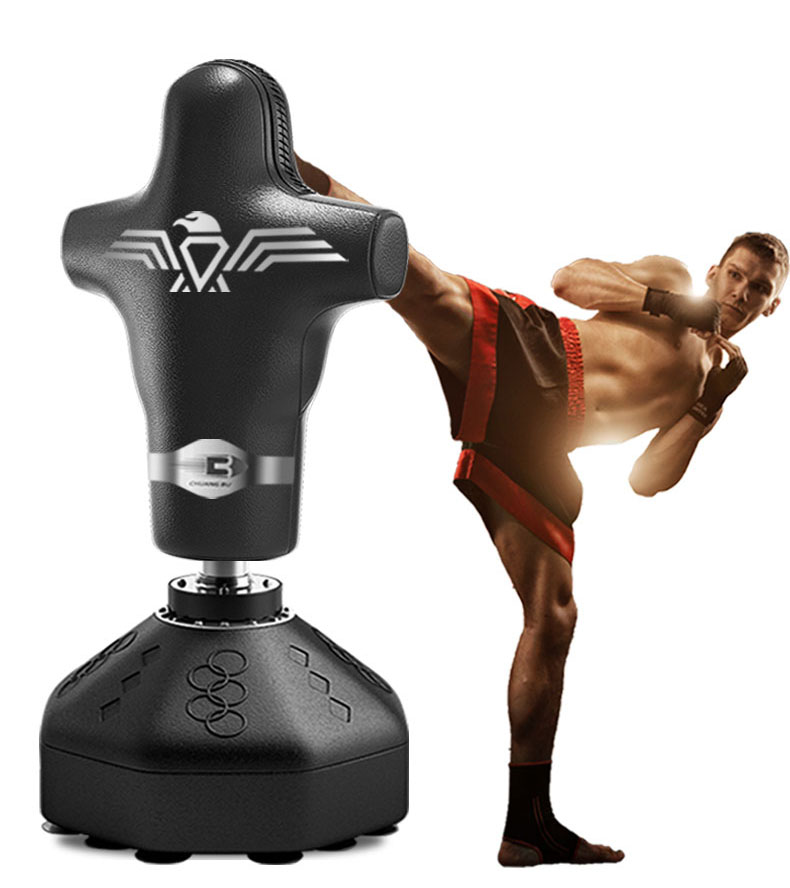 BOB standing punch bag — full-height human-form torso mounted on a round weighted base