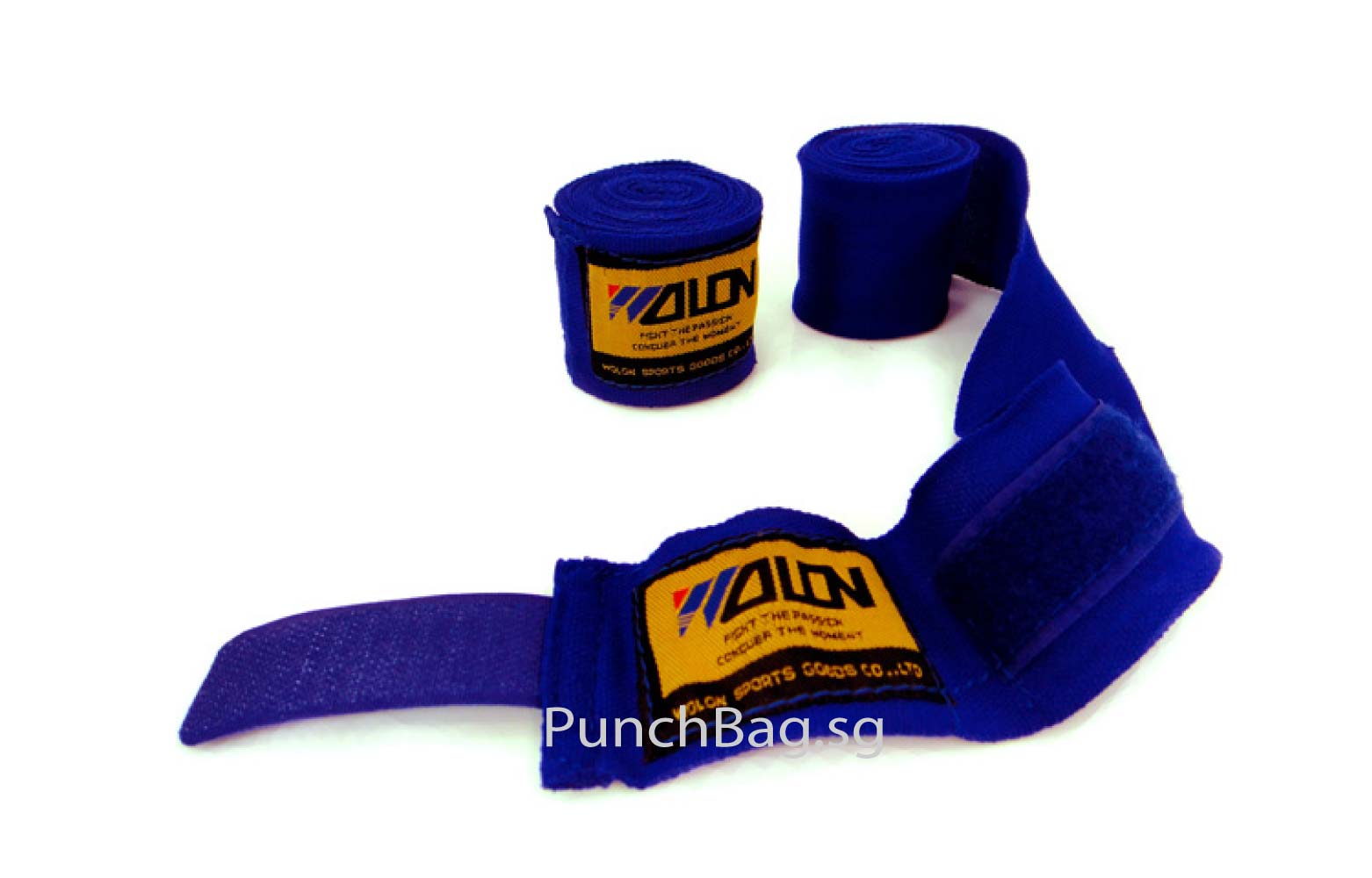 Blue cotton boxing hand wrap, the starting point of a home training session